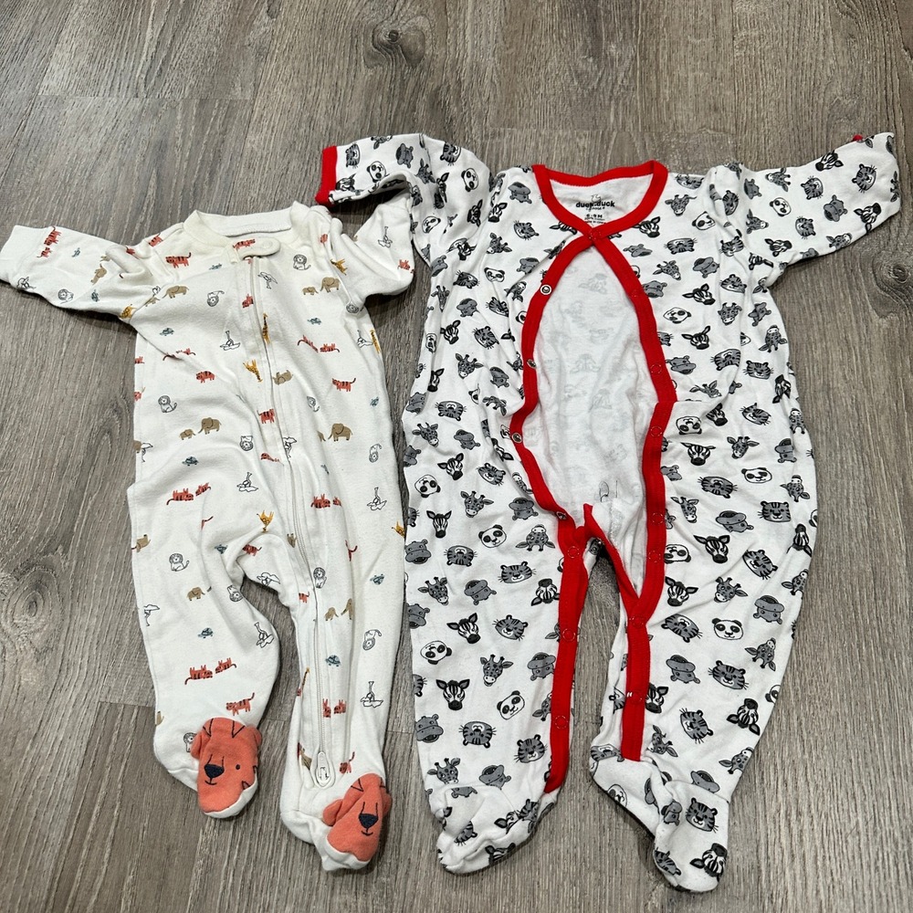 Carter's Cloud Island Duck Duck Goose Baby Footed Sleepers Animal Lot 4pc 6-9M‎ - Picture 9 of 11